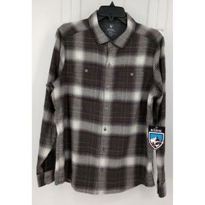 KUHL NWT The Law Flannel Shirt Men's Small Aged Oak Plaid Long Sleeve Style 7373